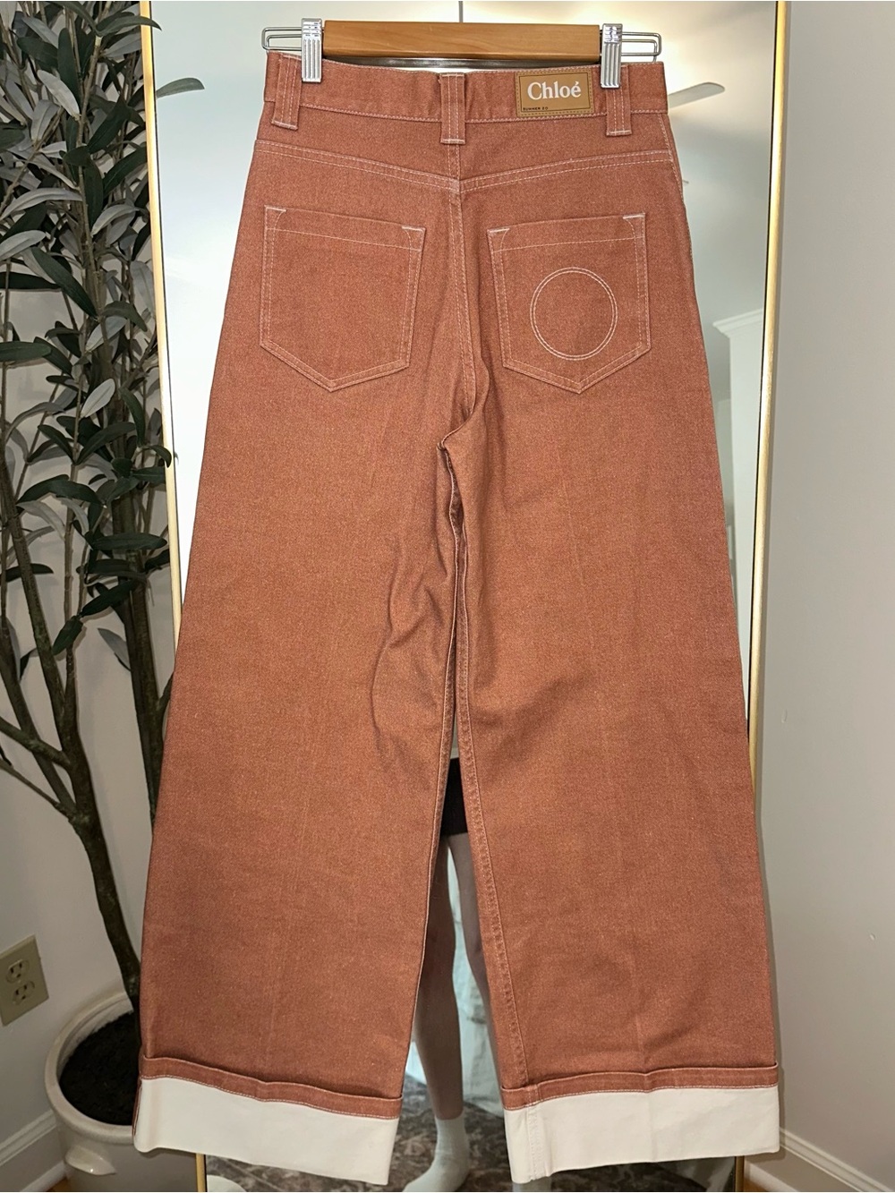 Chloé Front Pleat Wide Leg Denim Jeans - Picture 4 of 14